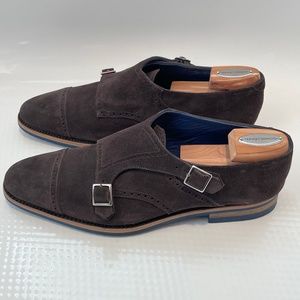 Hadleigh’s brown suede double monk strap